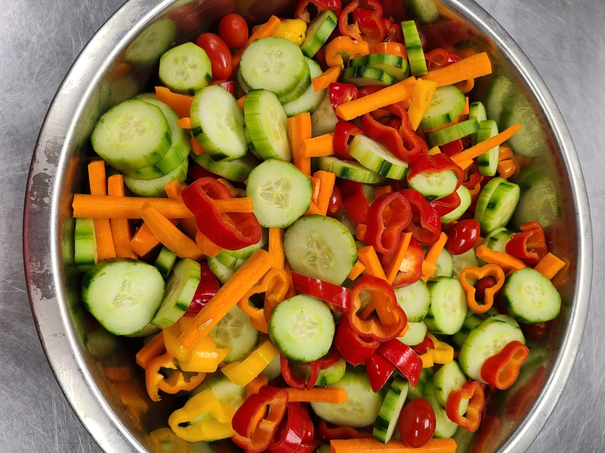 photo of bowl full of chopped colorful veggies